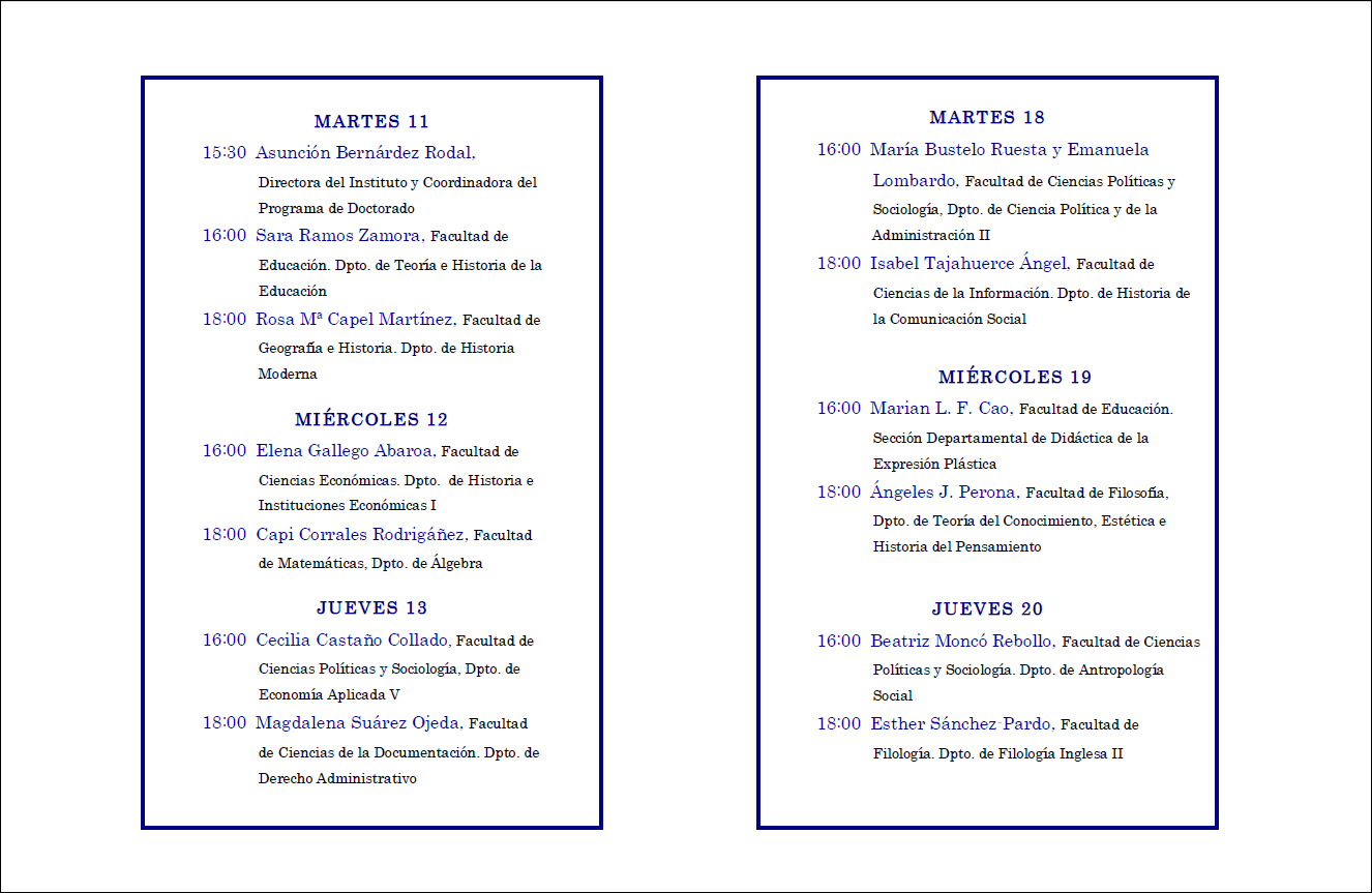 Seminario sobre Metodología de la investigación aplicada a los Estudios de Género.